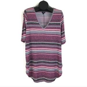 Torrid Favorite Tunic Tee Women's Plus Size 2/2X Striped V-Neck Plush Hacci Knit